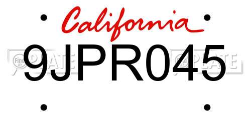 9JPR045 California License Plate