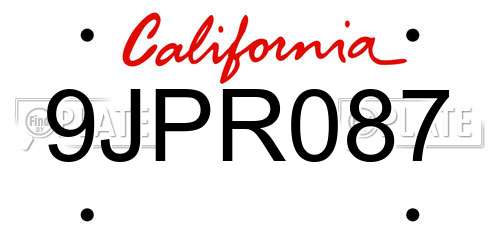 9JPR087 California License Plate