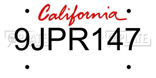 9JPR147 California License Plate