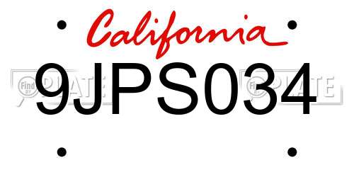 9JPS034 California License Plate