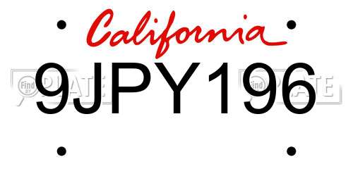 9JPY196 California License Plate