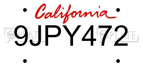9JPY472 California License Plate