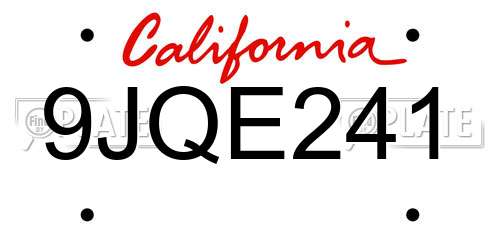9JQE241 California License Plate