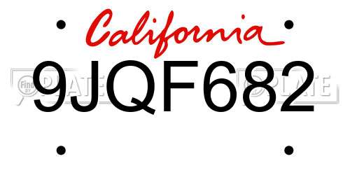 9JQF682 California License Plate
