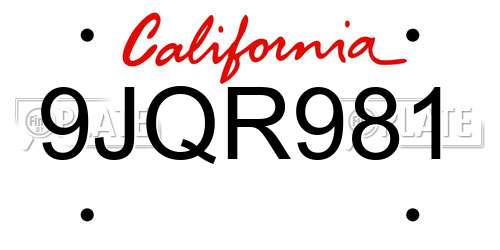 9JQR981 California License Plate