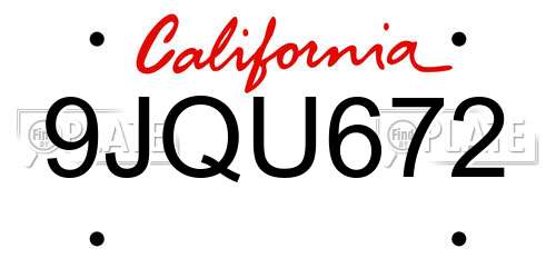 9JQU672 California License Plate