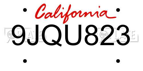 9JQU823 California License Plate