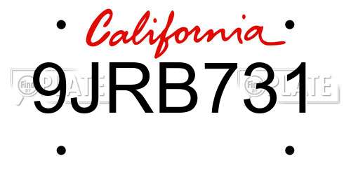 9JRB731 California License Plate