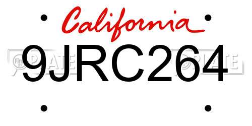 9JRC264 California License Plate