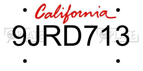9JRD713 California License Plate