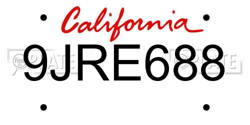 9JRE688 California License Plate
