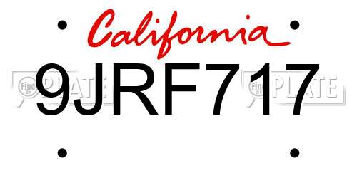 9JRF717 California License Plate