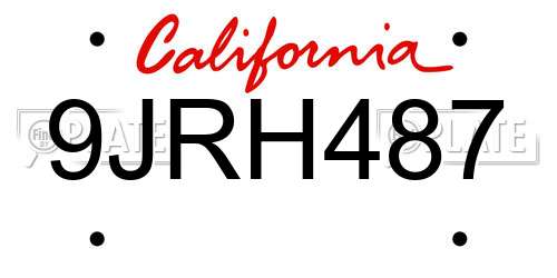 9JRH487 California License Plate