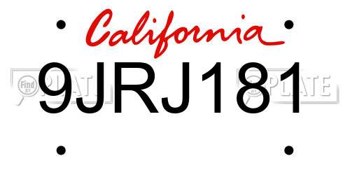9JRJ181 California License Plate