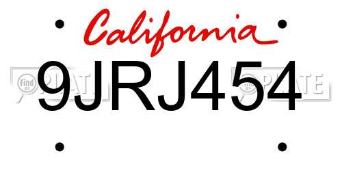 9JRJ454 California License Plate