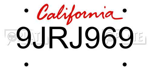 9JRJ969 California License Plate
