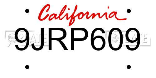 9JRP609 California License Plate