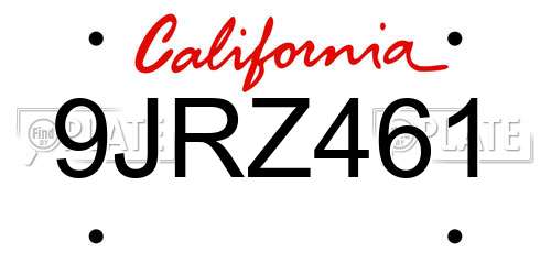 9JRZ461 California License Plate