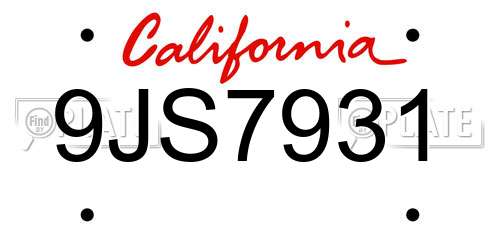 9JS7931 California License Plate
