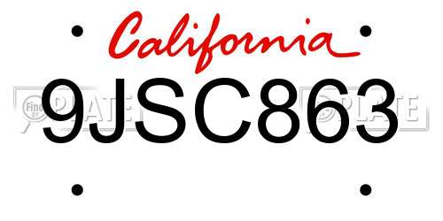 9JSC863 California License Plate