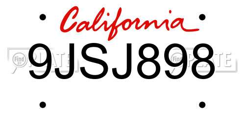 9JSJ898 California License Plate