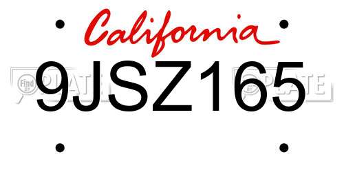 9JSZ165 California License Plate