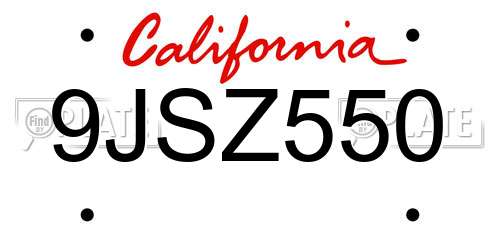 9JSZ550 California License Plate