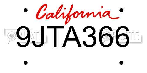 9JTA366 California License Plate