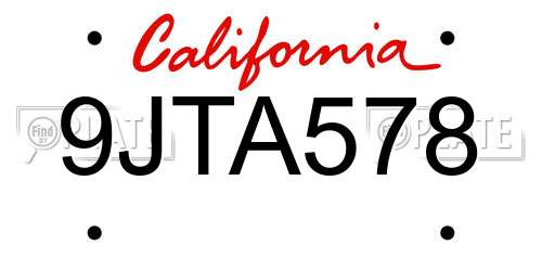 9JTA578 California License Plate