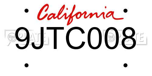 9JTC008 California License Plate