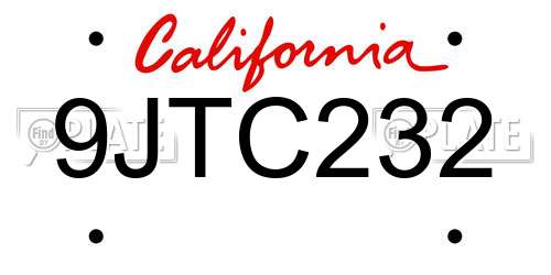 9JTC232 California License Plate