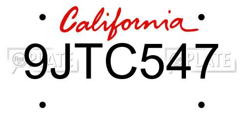 9JTC547 California License Plate