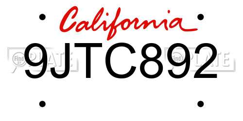 9JTC892 California License Plate