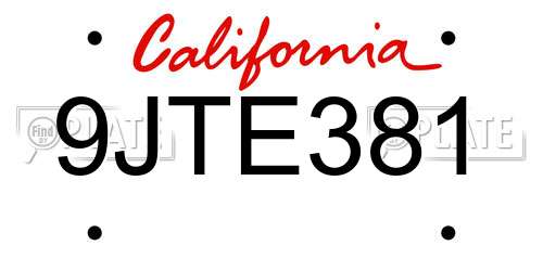 9JTE381 California License Plate
