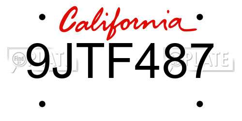 9JTF487 California License Plate