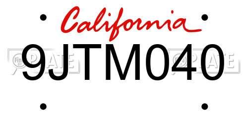 9JTM040 California License Plate