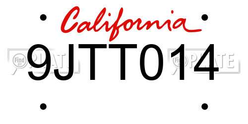 9JTT014 California License Plate