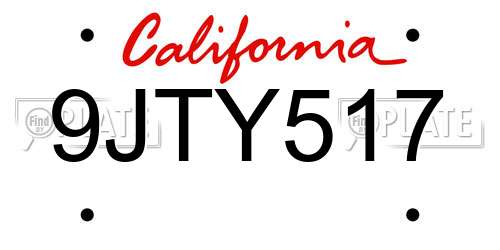 9JTY517 California License Plate