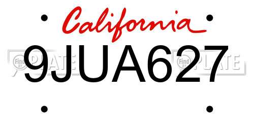 9JUA627 California License Plate