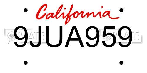 9JUA959 California License Plate