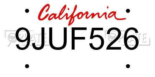9JUF526 California License Plate