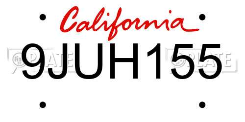 9JUH155 California License Plate