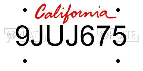 9JUJ675 California License Plate