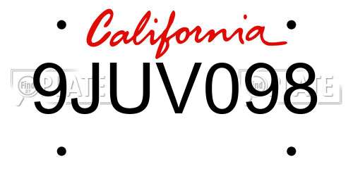 9JUV098 California License Plate