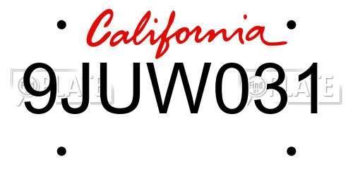 9JUW031 California License Plate