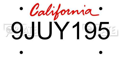 9JUY195 California License Plate