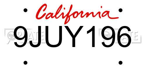 9JUY196 California License Plate