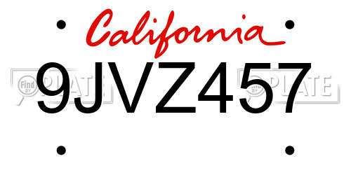 9JVZ457 California License Plate