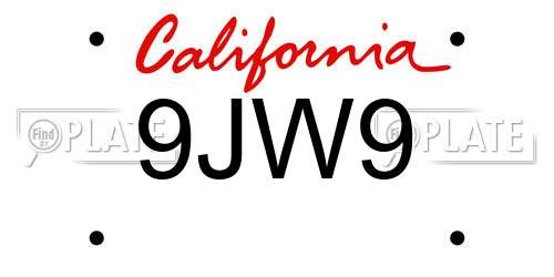 9JW9 California License Plate