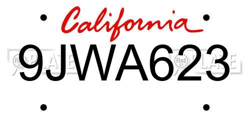 9JWA623 California License Plate